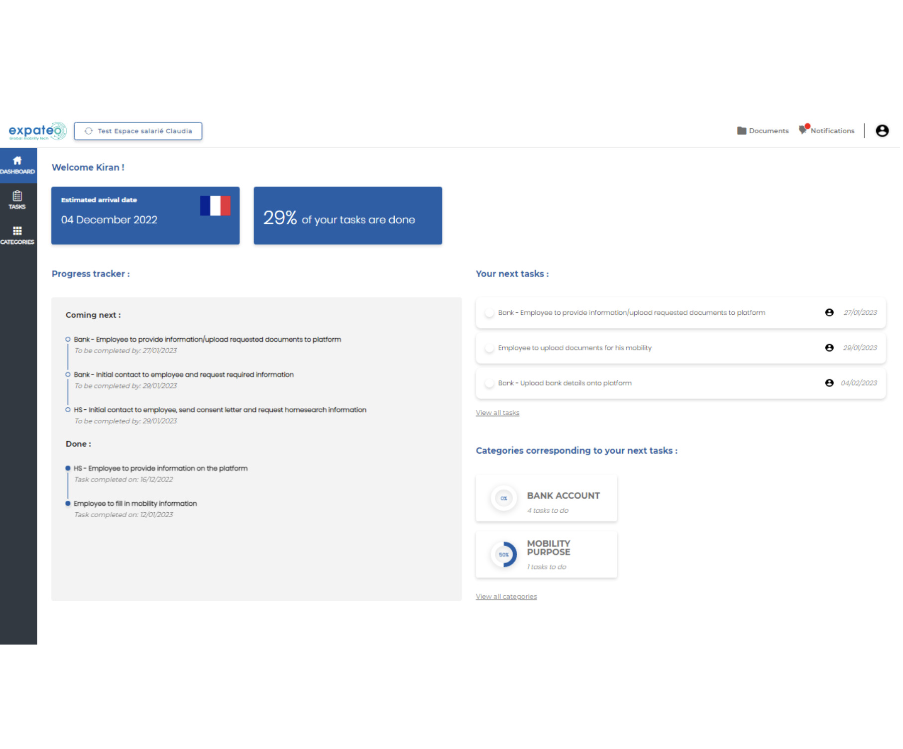 Espace salarié de la plateforme