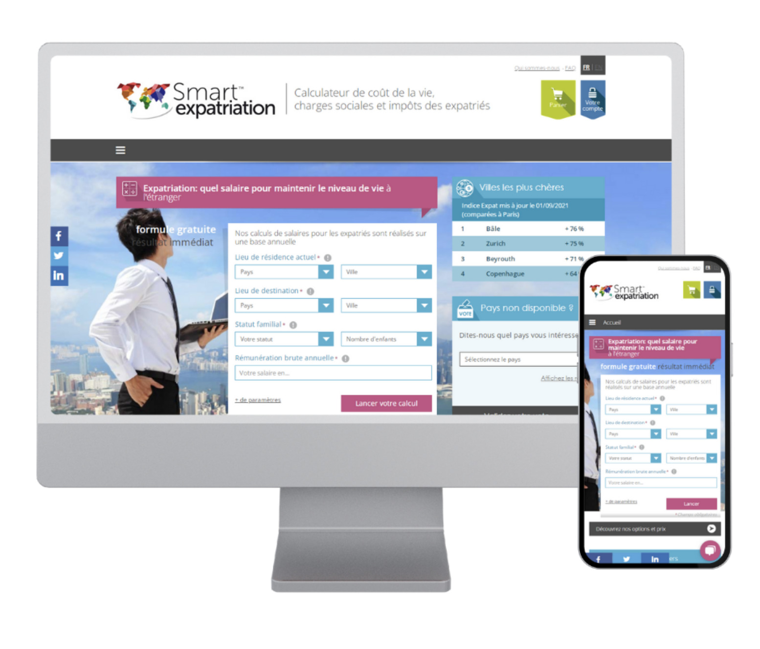 Interface calculateur en ligne Smart Expatriation